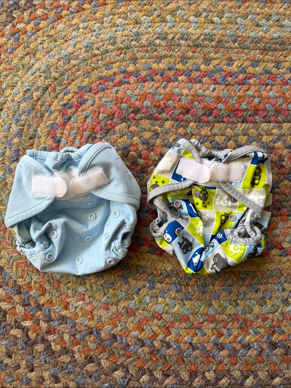 Rump-a-rooz Reusable Kids Cloth Diaper Cover One Size Blue Robot Lot of 2